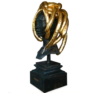 Bronze sculpture "Defensiva galeam" protective helmet